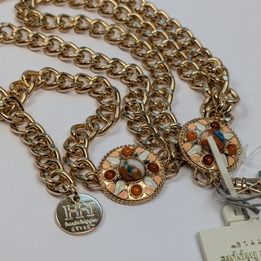 Haute Hippie Gold Medallion Jewel Chain Belt S/M NEW WITH TAGS Western